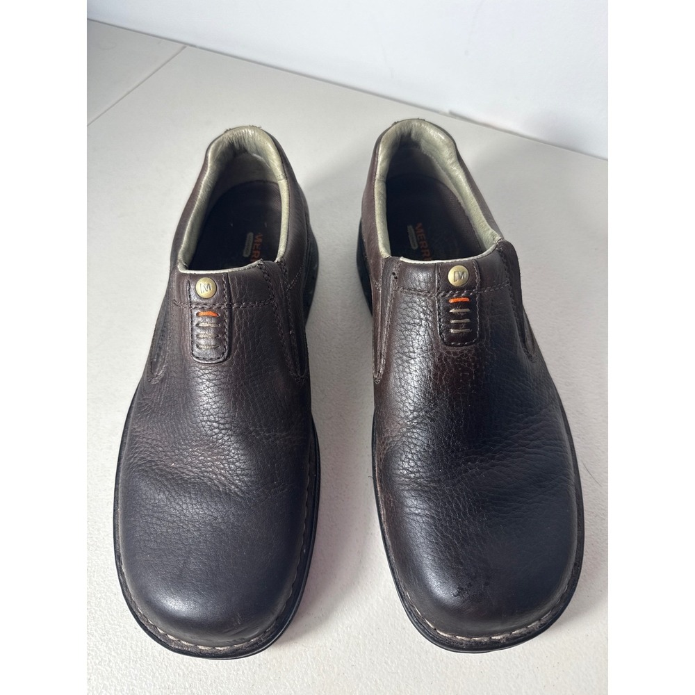 Merrell Mens Dark Brown Leather Slip On Loafers Casual Comfort Shoes 11.5